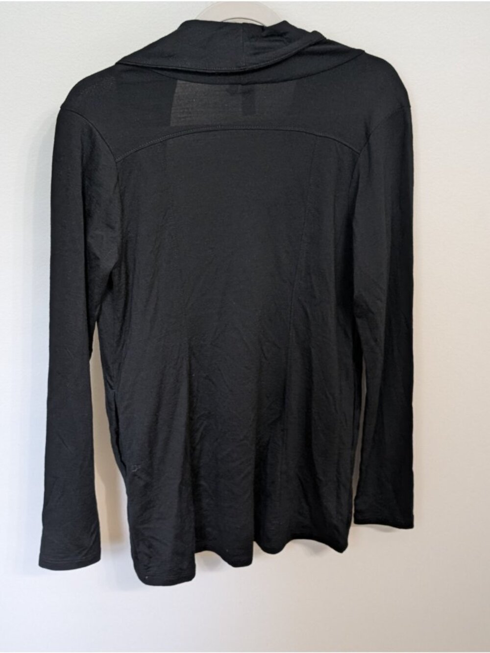 Ibex Freya Full-Zip Merino Wool Black Cardigan Women's M Cowl Neck Pockets - Picture 4 of 10
